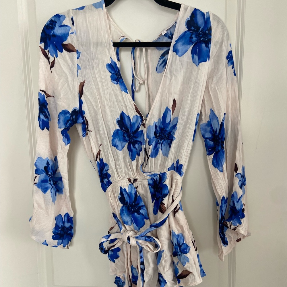 Flowered long sleeve romper